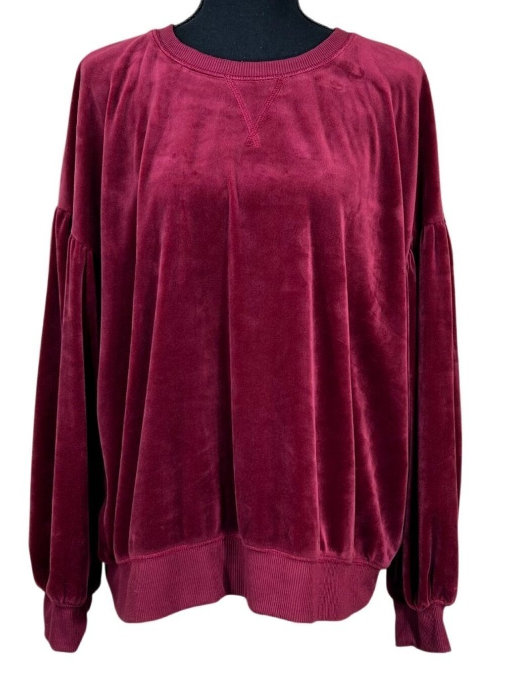 Gilligan & O'Malley Sleepwear Burgundy Velour Long Sleeve Sweatshirt Size XL